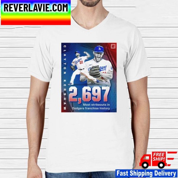 Clayton Kershaw Most Strikeouts In Dodgers Franchise History Classic T-Shirt