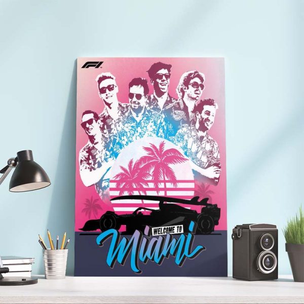 Formula 1 Welcome to Miami Wearing Hawaiian Poster Canvas