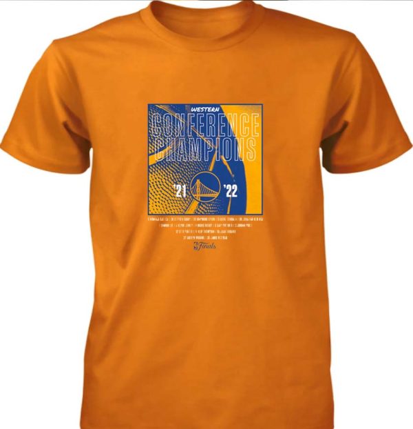 Golden State Warriors Fanatics Branded Gold 2022 Western Conference Champions Balanced Attack Roster T-Shirt
