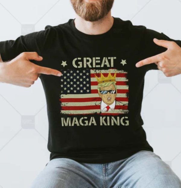 Great Maga King Trump America Flag T-Shirt