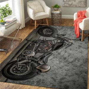Harley Davidson Motorcyle Grey Art Rug