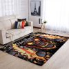 Harley Davidson Motorcyles On Fire Rug Carpet