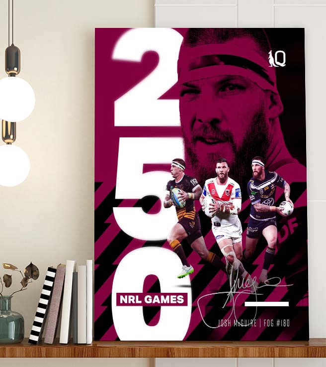 Josh McGuire Queensland Maroons 250 NRL Games Poster Canvas Josh McGuire Queensland Maroons 250 NRL Games Poster Canvas
