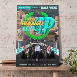 Mercedes AMG F1 Super Monaco GP Playstation Retro Poster Canvas