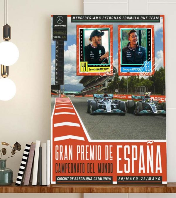 Mercedes AMG F1 Team Barcelone Circuit Spanish GP Poster Canvas