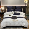 Best Versace White Logo In Black Background Bedding Set