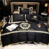 Best Versace Big Logo In Black Background Bedding Set