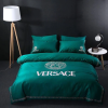 Best Versace White And Navy With Ancient Frame  Bedding Set