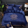 Versace Big Logo In Blue Background Bedding Set King Size