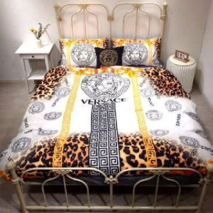 Versace White And Leopard Print Bedding Set Queen