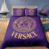 Versace Royal Logo In Blue Background Bedding Set Queen