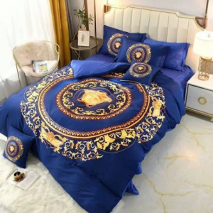 Versace Royal Logo In Blue Background Bedding Set Queen