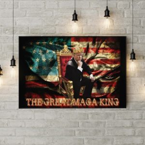 The Great Maga King Maga Trump on American Flag Poster Canvas