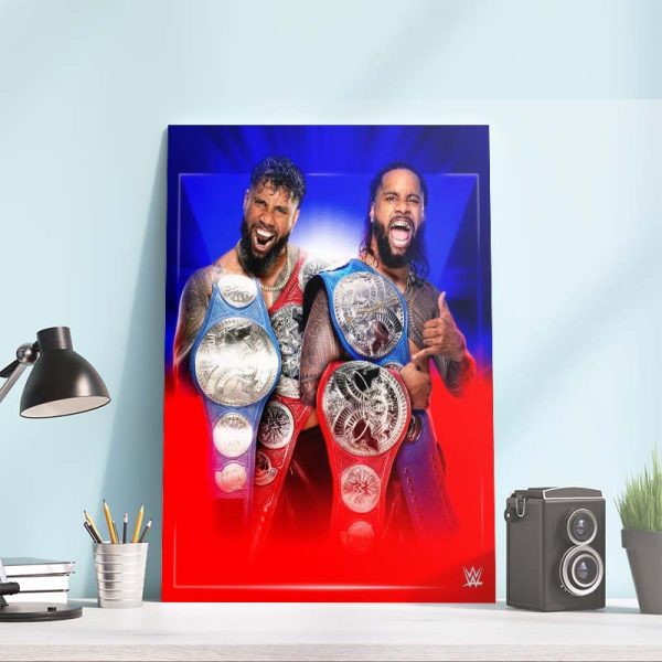 WWE SmackDown Tag Team Champions Usos Jey Uso and Jimmy Uso Art Decor Poster Canvas