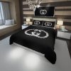 Luxury Gucci Snake In Monogram Background With Vintage Web Bedding Set