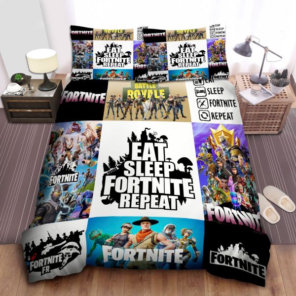 Fortnite Eat Sleep Fortnite Repeat Quote Bedding Set Full