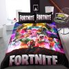 Fortnite Battle Royale Characters In Brown Background Bed Sheets Twin