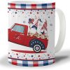 4th of July Mug Loads Of The Free Truck Carrying Gnome On Red And Blue Independence Day Ceramic Coffee Mug Tea Cup