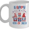 4th of July Mug Loads Of The Free Truck Carrying Gnome On Red And Blue Independence Day Ceramic Coffee Mug Tea Cup