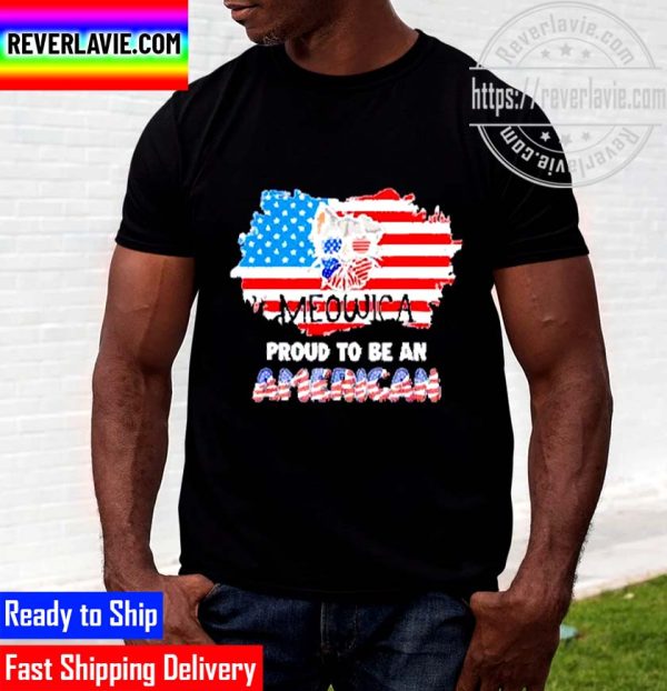 Awesome Meowica Proud To Be An American 4th Of July Merica USA Flag Unisex T-Shirt