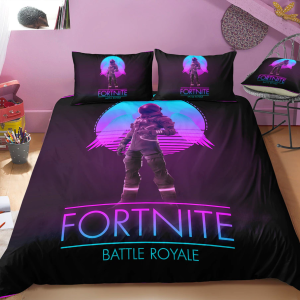 Fortnite Battle Royale Character In Black Background Bedding Set Full