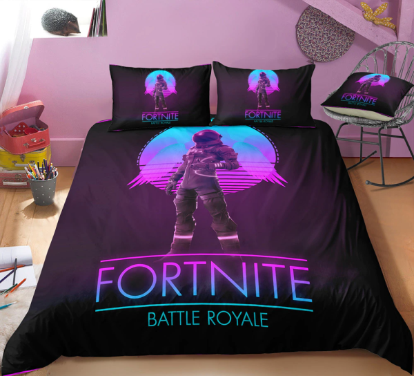 Fortnite Battle Royale Character In Black Background Bedding Set Full