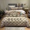 Gucci Signature Logo In Black Background Duvet Cover Set