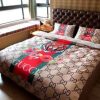 Gucci Floral Tiger With Vintage Web In Monogram Background Duvet Cover Set