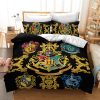 Harry Potter Gryffindor House Logo In Black Background Bedding Set Twin