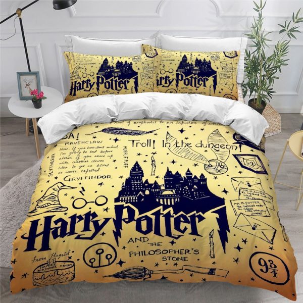Harry Potter Doodle In Vintage Background Comforter Bedding Set