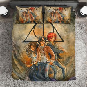 Harry Potter Ron And Hermione With Symbol Of The Deathly Hallows Comforter Bedding Set