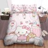 Hello Kitty And Teddy Bear With Strawberry Desserts Bedding Set Queen