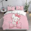 Hello Kitty And Teddy Bear With Strawberry Desserts Bedding Set Queen