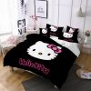 Hello Kitty In Black Background Bedding Set Twin
