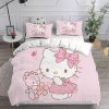 Hello Kitty In Colorful Stickers Background Bedding Set Full