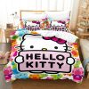 Hello Kitty Cooking Ramen In Yellow Background Bedding Set Twin
