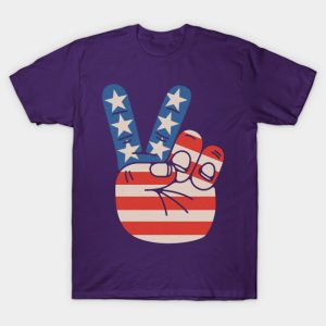 Independence Day 4th of July American Flag Peace Sign Hand Unisex T-Shirt