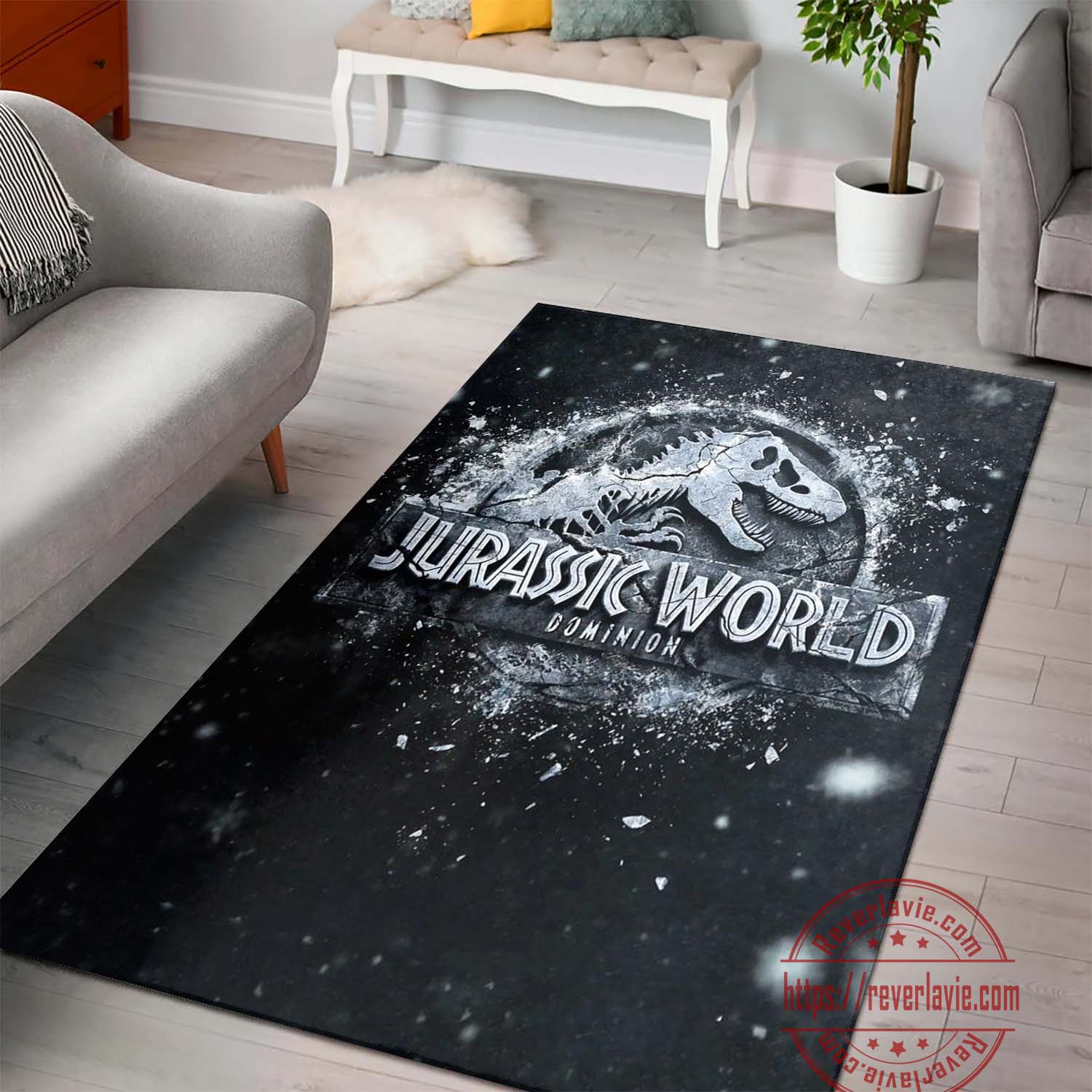 Jurassic World Dominion Poster BnW Rug Carpet Jurassic World Dominion Poster BnW Rug Carpet