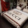 Luxury Gucci Floral Bee In Monogram BG With Vintage Web Bedding Set