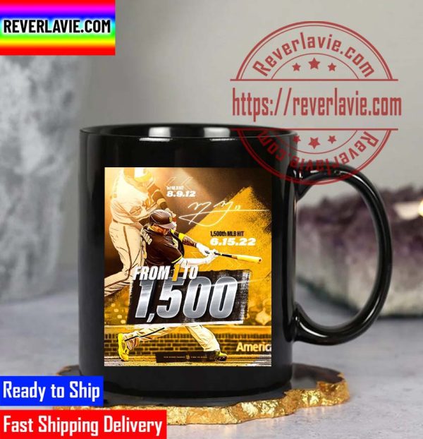 MLB San Diego Padres Manny Machado 1 to 1500 Hits From 8.9.12 to 6.15.22 Classic Coffee Mug