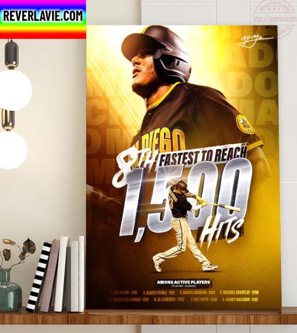 MLB San Diego Padres Manny Machado 1500 Hits in 1357 Games Home Decor Poster Canvas