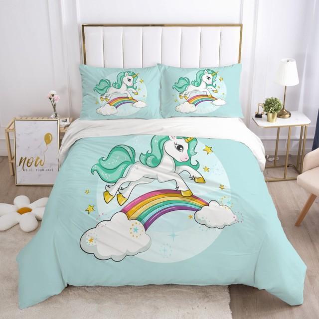 Mint Unicorn In Cute Rainbow And Mint Background Bedroom Set Mint Unicorn In Cute Rainbow And Mint Background Bedroom Set