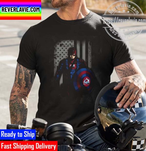 NHL 2022 Stanley Cup Champions Colorado Avalanche Captain Flag Marvel Studios Superhero Avenger Unisex T-Shirt
