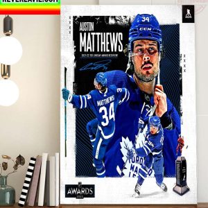 NHLPA Toronto Maple Leafs Congratulations Auston Matthews 2021-22 Ted Lindsay Award Recipient Home Decor Poster Canvas