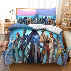 Fortnite Team 7 In Blue Background Bedding Set Queen