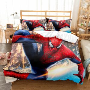 Spiderman Amazing In Upside Down City Background Bedding Set Twin