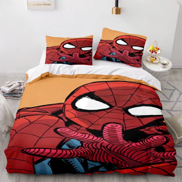 Spiderman Comic In Yellow Background Bedding Set Full