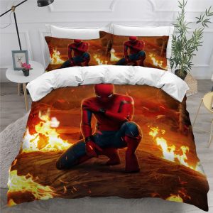 Spiderman In Fire Background Bedding Set Full