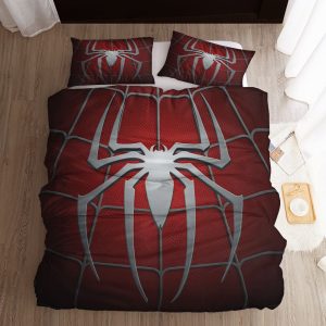 Spiderman Original Symbol In Red Background Bedding Set Twin