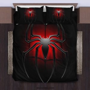 Spiderman Symbol In Black And Red Background Bedding Set